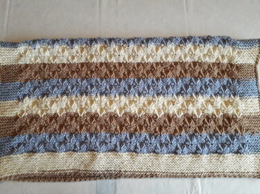 Knitting pattern baby blanket with name, size 70x75 cm. with gradient wool