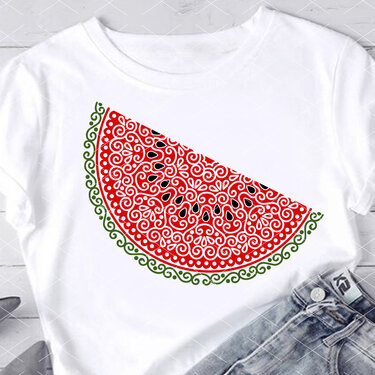 Mandala cut files. Watermelon slice print. Summer tropical fruits clipart - Plotting