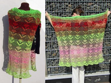 Häkelanleitung - Schultertuch Erdbeerfeld