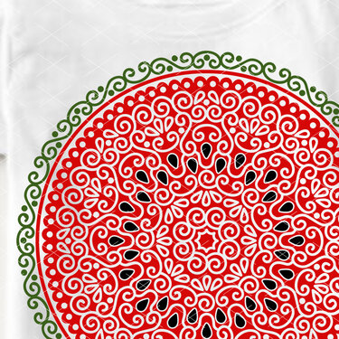 Watermelon Mandala red green print. Summer tropical fruit cut files svg png - Crafts