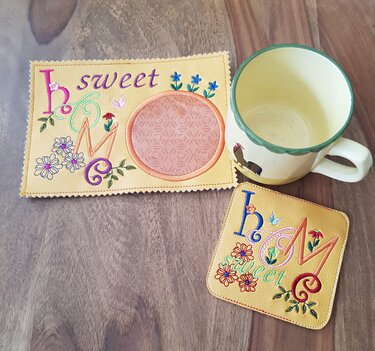 Stickdatei Mugrug ITH sweet home Untersetzer - Sticken