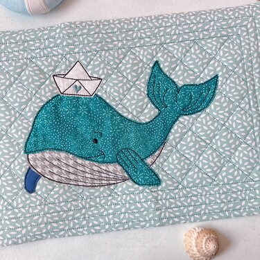 Stickdatei Wal maritim mit Seemannshut - Sticken