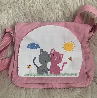 Stickdatei Doodle, Katze, Katzen in Love Taschenmotiv 860 - Sticken