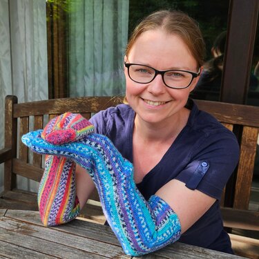 quergestrickte Socken in glatt rechts Größe 42 bis 43 - Bild 7