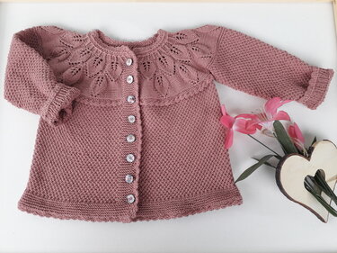 Strickanleitung Baby-Kinderjacke, in 7 Größen, mit schönem Blattmuster, - Bild 3