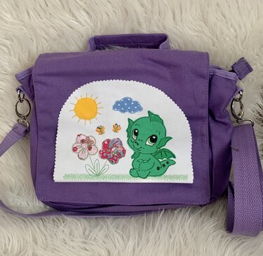 Stickdatei Doodle Drache , Dino, Dinosaurier, Taschenmotiv 860 - Sticken