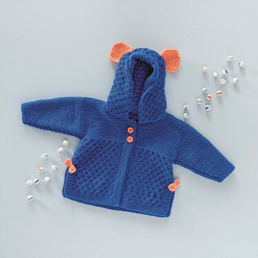 Kapuzenjäckchen für Babys mit Schleifen und Ohren Strickanleitung // PDF