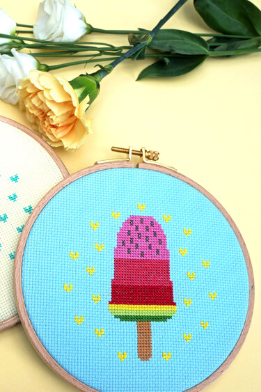 Stickvorlage "Meloneneis" Stickbild im Kreuzstich - Sticken