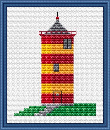 Cross Stitch Pattern Pilsumer Lighthouse, mini size, PDF-Download - Embroidery