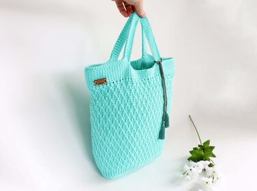 Tasche "Flora" (Gr. 40 x 45 cm, veränderbar) - Häkeln