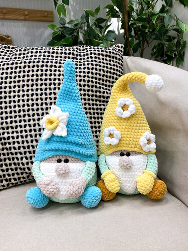 Spring Gnome pattern set of 3 plush Gnomes, , PDF crochet pattern.