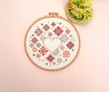 Stickvorlage "Pastellblumen" Kreuzstichanleitung - Sticken