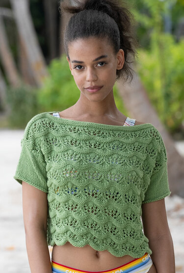 Crop-Shirt mit dreidimensionalem Wellenmuster - Bild 4