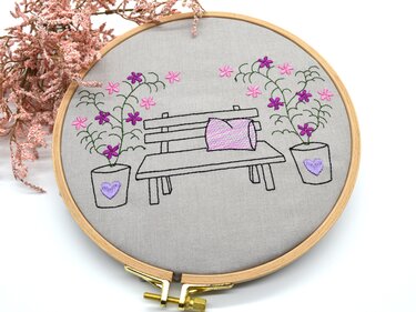 Stickdatei Gartenbank SET zwei Motive verschiedene Größen - Sticken