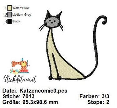 Katzen Stickdatei, Niedliche Katzen Stickmuster, Maschinensticken