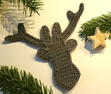 Häkelanleitung Hirschkopf Rentierkopf PDF-Download Weihnachten Rudolf