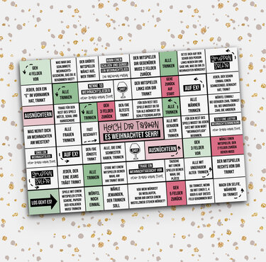 Trinkspiel WEIHNACHTEN Brettspiel zum Ausdrucken DOWNLOAD - Basteln