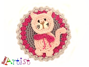 Kitty crochet Patch Button