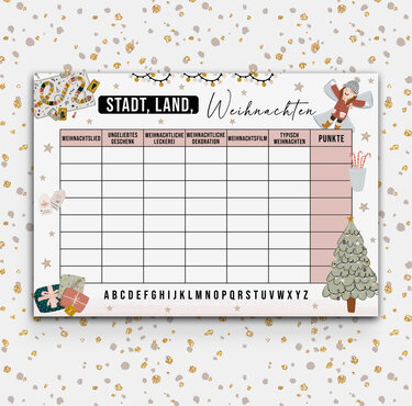STADT, LAND, WEIHNACHTEN Vorlage Stadt, Land, Fluss Spiel Weihnachten Downl - Basteln