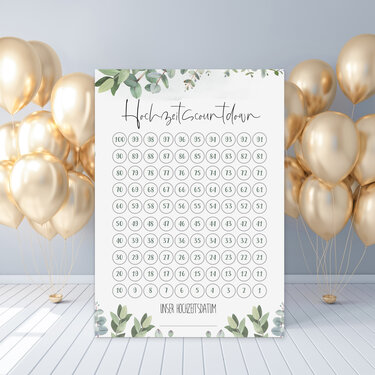 Hochzeitscountdown Eucalyptus DIN A4 + DIN A3 Countdown Hochzeit Vorlage - Basteln