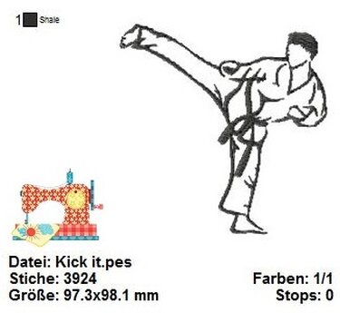 Karate Stickdatei, Kampfkunst Stickmuster 10x10, Karateka Stickerei - Sticken
