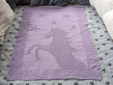 Knitting pattern baby / children's blanket "Horse Love" - easy