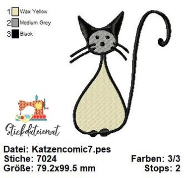 Katzen Stickdatei, Niedliche Katzen Stickmuster, Maschinensticken