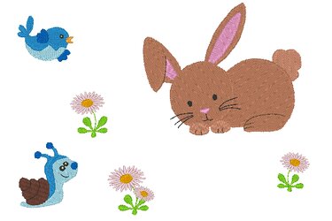 Stickdatei - Kissen und Lätzchen SET ITH - Hase mit Schnecke - Sticken