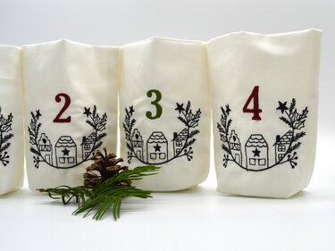 ITH Lichterbeutel Advent Häuser 13x18cm - Sticken