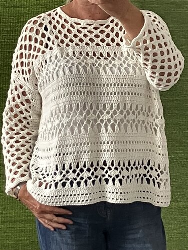 Musterpulli im Schlabber-Stil / Bauchwegschummler Nr 8 - Häkelanleitung - Bild 10
