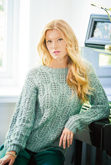 Pulli mit Zopf-Ajourmuster in hellem Grün - Bild 8