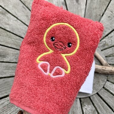 Enten-Waschlappen Stickdatei  ITH 13x18 Waschhandschuh Ente gelb Badeente - Sticken