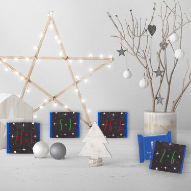 Adventskalender für Kinder MATHEAUFGABEN 1x1 Banderolen Schokoladentafeln - Basteln