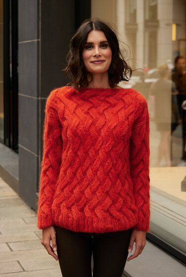 Zopfmusterpulli in Orange - Bild 2