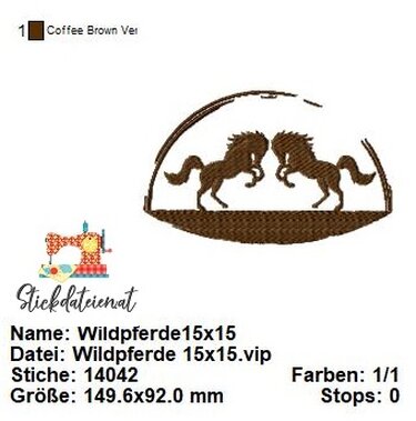 Wildpferde Stickdatei, Pferdestickdatei, Tierstickerei, Wildlife Stickdatei - Sticken