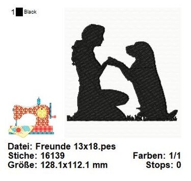 Hunde Freunde Stickdatei, Stickdatei Hundefreunde, Dog Dance Stickdatei - Sticken