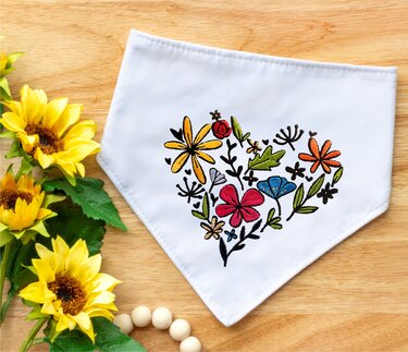 Stickdatei Blumenherz in 6 Größen, Maschinenstickdatei - Sticken