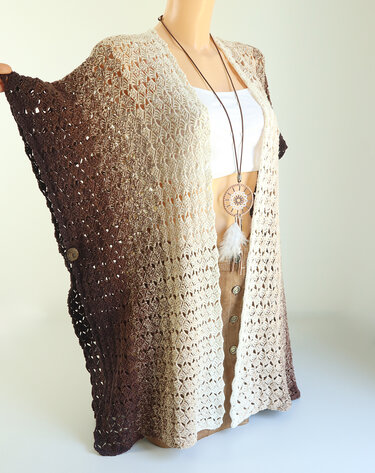 Crochet Pattern “Cappuccino” – Poncho, Cardigan or Long Boho Vest - Image 12