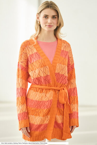 Jacke im Ajourmuster mit Gürtel - Bild 4