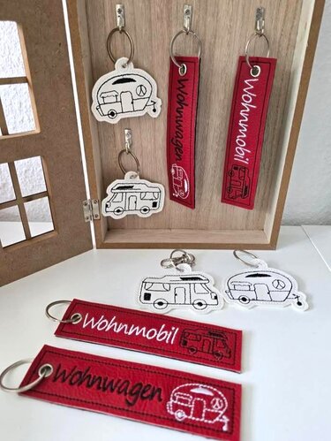 Stickdatei ITH Schlüsselanhänger Camping Wohnwagen Wohnmobil - Sticken