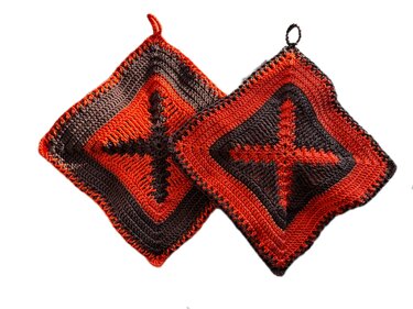 pot holders in flames - extra thick - Crochet