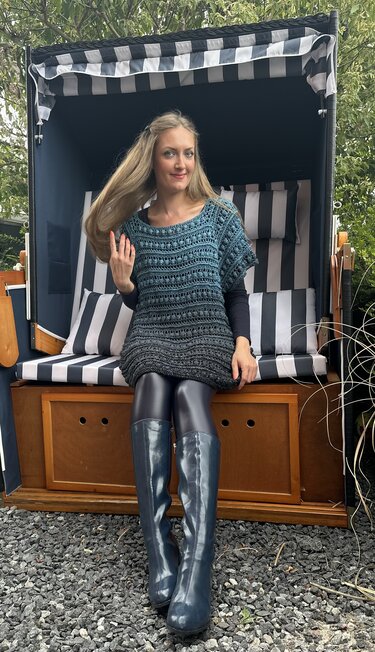 1-Bobbel-Knubbelchen-Häkeltunika "Tiefe Wasser Deluxe" - Häkeln