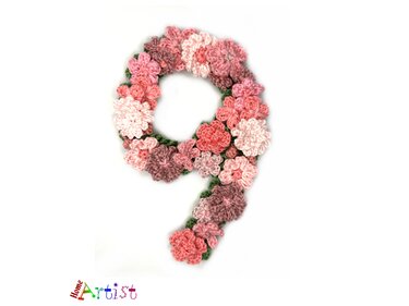 Flower Number 9 crochet pattern applique