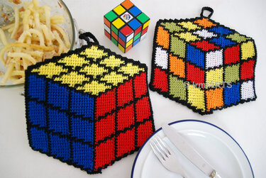 Häkelanleitung Zauberwürfel-Topflappen in Doubleface-Technik