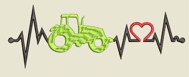 Stickdatei Sinus Traktor in 6 Größen, Maschinenstickdatei - Sticken