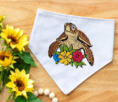 Stickdatei Schildkröte floral in 5 Größen, Maschinenstickdatei - Sticken