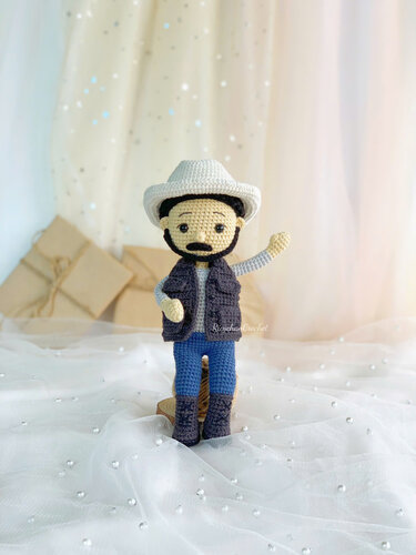 Father the Doll Crochet Pattern - Cowboy man amigurumi