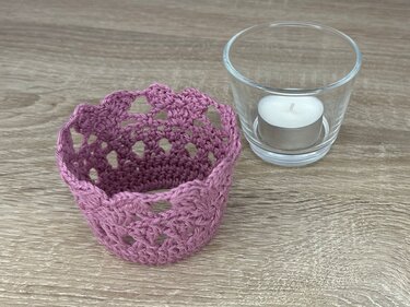 Candle Holder “Live With Love” - Crochet