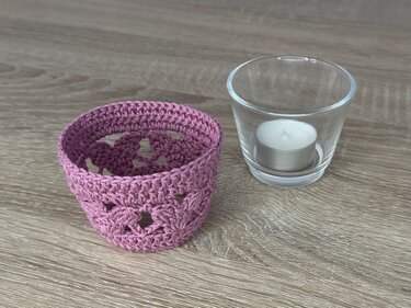 Candle Holder "Live & Love" - Crochet