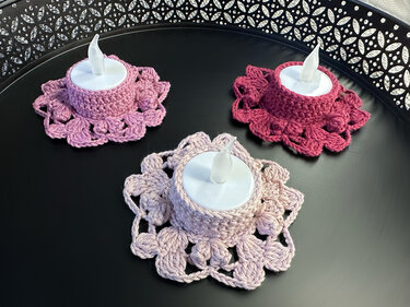 LED Tealicht Holder “Heart” - Crochet